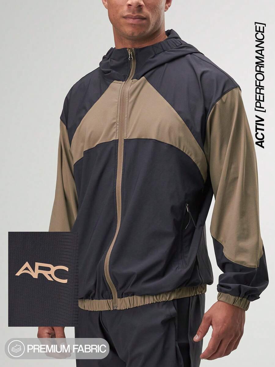Chaqueta casual versátil y sencilla de manga larga con parches de color contrastante para hombres - Negro - Ver 1