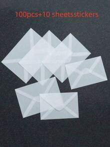 SHEIN Set de 100 sobres translúcidos en blanco para invitaciones, postales, cajas de regalo europeas, tarjetas de mensaje, sobres para bodas, negocios, cartas de vuelta al colegio - transparente - Ver 8