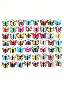 SHEIN Set de 10/20/30 piezas de chinchetas con mariposas de simulación de colores aleatorios, adecuadas para decorar tableros de fotos o tableros de anuncios - Multicolor - Ver 9
