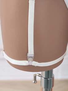 SHEIN 7 件/套女士性感内衣：刺绣网眼上衣 + 丁字裤 + 腰带 + 2 个腿环 + 2 个乳贴 - 彩色 - 查看 6