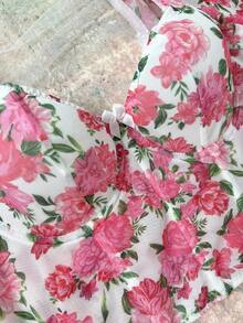 1 件女士浪漫泡泡袖鱼骨钢圈内衣上衣