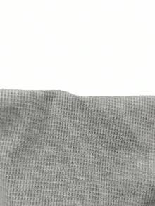 EMERY ROSE Áo thun nữ dáng rộng, cánh dơi, màu trơn, cài nút, mùa thu - Xám - Xem 7