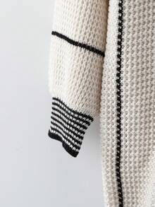 Rusticease Striped Pattern Drop Shoulder Sweater Dress - Multicolor - View 6