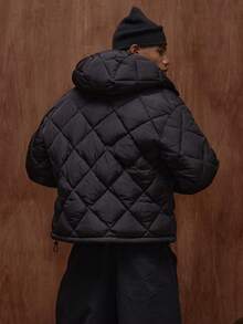 Musero Oversized Shine Down Premium Ruched Sleeve Bomber Jacket Hidden Zip Detailing Fall/SPRING SUMMER - Black - View 2