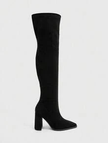 CUCCOO SZL Fashion Pointed Toe Chunky Heel Over-The-Knee Boots, Suitable For Dates And Parties - Black - View 3
