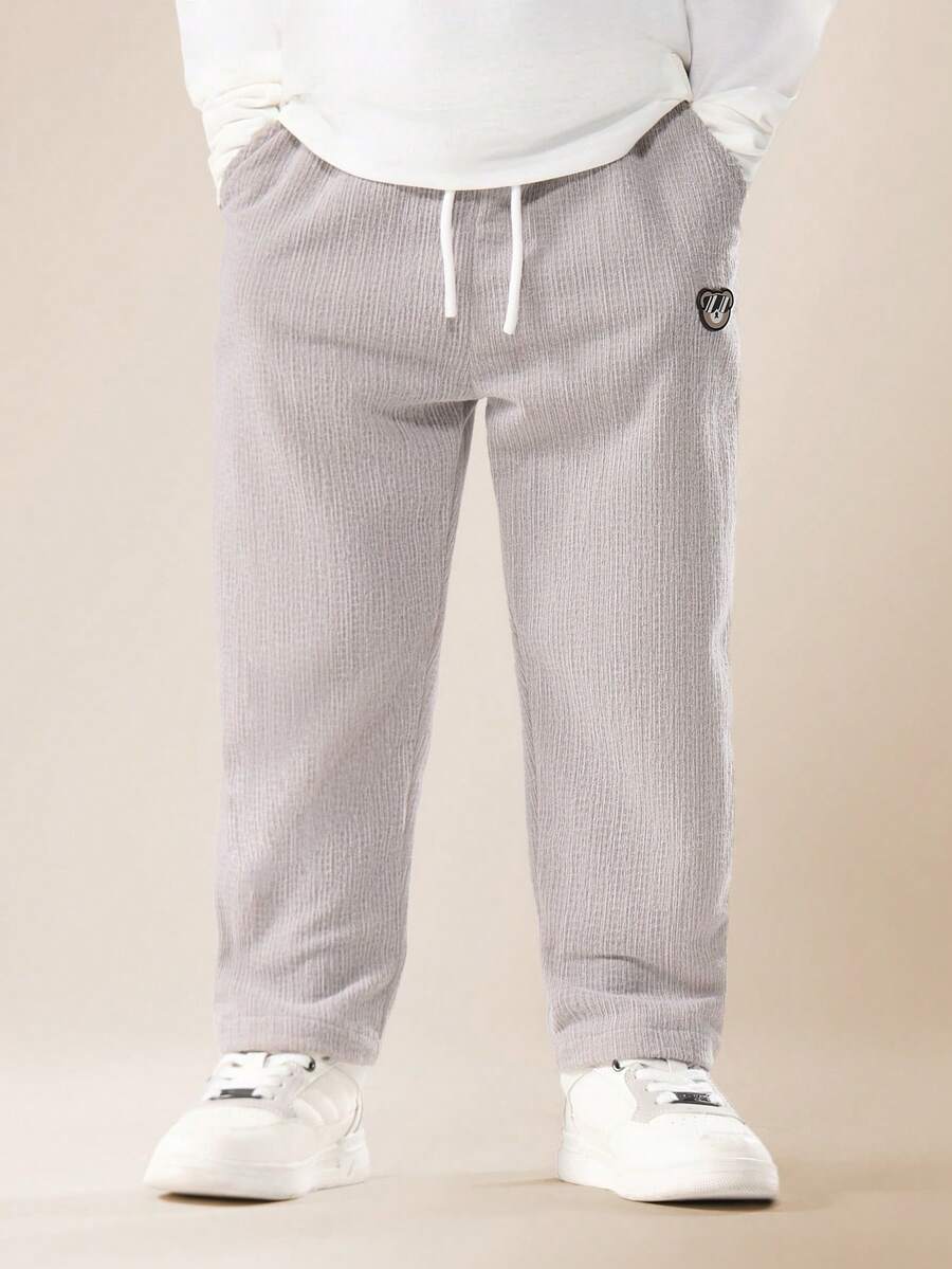 SUMWON 儿童套头慢跑裤 柔软抽绳 松紧腰 休闲舒适 日常穿着 冬季衣橱必备 - 淺灰色 - 查看 1