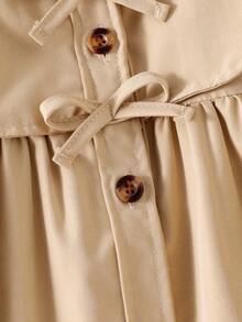 SHEIN 女童英伦风翻领夹克，时尚儿童休闲风衣外套，长袖，秋季