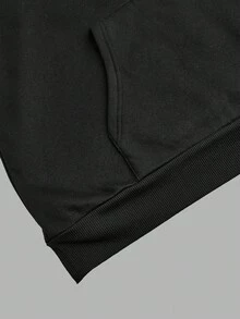 SHEIN EZwear 加大码女式万圣节骷髅指纹印花休闲长袖宽松套头卫衣，带口袋，适合秋冬季节，黑色卫衣，女式黑色卫衣，Y2K风格 - 彩色 - 查看 4