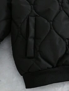 PAVTROS 1pc Tween Boy Black Embroidered Logo Soft Cotton Jacket, Comfortable & Easy To Wear, Suitable For Autumn/Winter, Outdoor, School, 2025 Back To School Season, Kids' Collegiate Style Sportswear, Embroidered Logo Design, Structured Fit Fall - Black - View 4