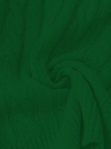 GlowEve CURVE 大码女式休闲修身圆领长袖麻花针织套头衫，秋冬 - 綠色 - 查看 5