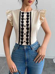 Chiquease Cămașă casual de vară de vacanță țesătă pentru femei - Caisă - Vizualizare 6