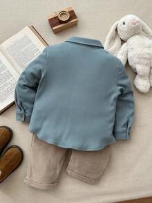 Blossori 男童法式优雅前扣领长袖衬衫 - 綠色 - 查看 2