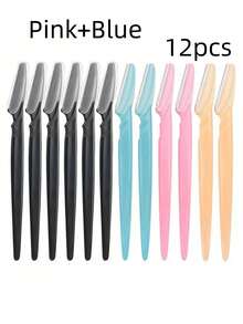 SHEIN 1/3/6/1224pcs Precision Eyebrow & Face Razors For Men & Women - Stainless Steel Hair Trimmers With Covers, Ergonomic Design, Ideal For Eyebrows, Ear & Nose Hair Removal, Fragrance-Free, Facial Hair Grooming|Modern Grooming Tools|Durable Razors, Eyebrow Trimmer