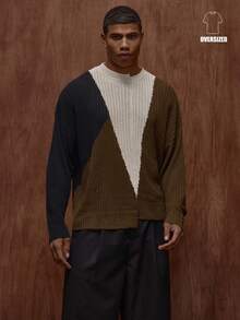 Musero Jersey de punto acanalado asimétrico de contraste, jersey de manga larga para otoño/primavera-verano - Multicolor - Ver 1