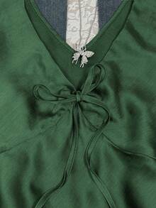 INAWLY Camiseta de tirantes casual de unicolor con cordones para mujer, de verano - Verde - Ver 3