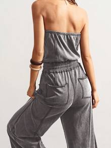 Bohemela 女式休闲水洗复古抹胸连体裤，夏季