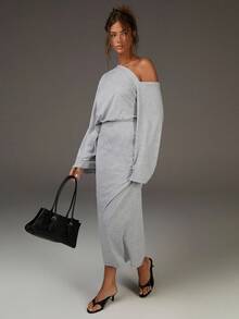 Athîral Robes d'automne pour femmes, robe chic et de sortie, épaules dénudées, robe grise - Multicolore - Voir 1