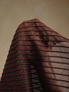 Anewsta Váy ôm vai lệch màu trơn viền bèo nhún cỡ lớn - Màu Tím - Xem 8