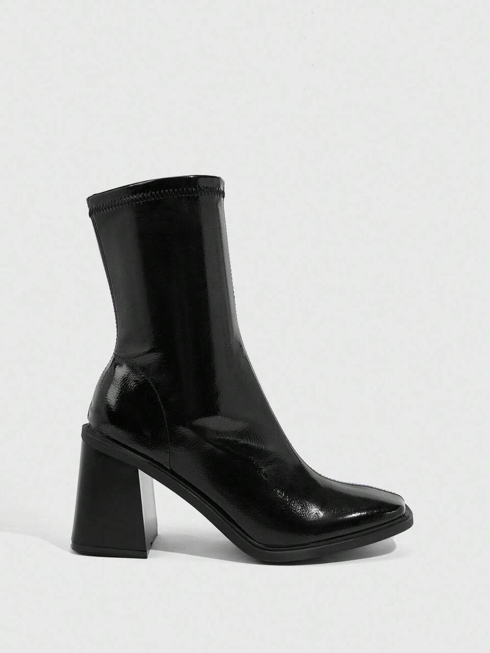 CUCCOO SZL Women's Fashionable Black Comfortable Chunky Heel Square Toe Ankle Boots