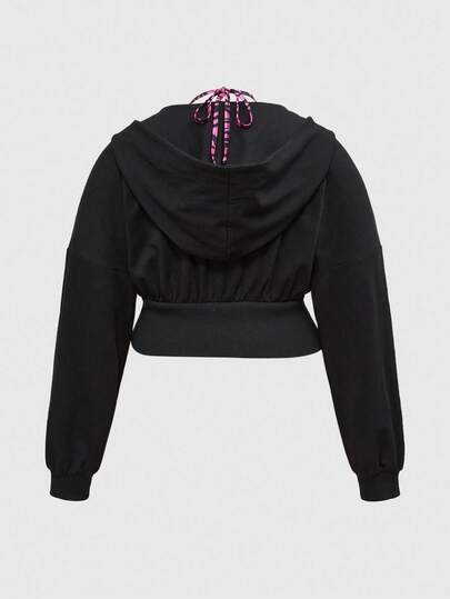 J-Fashion sweat-shirt à capuche 2 en 1 avec col ras-du-cou à strass style Gyaru Shibuya Y2K, grande taille