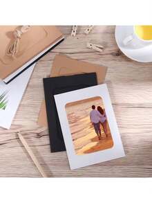 1 Set/21 Pcs Paper Photo Frame, 10pcs Kraft Hanging Picture Frames Display For 4x6in Photo, Cardboard Photo Frames 10 Clothespins With 1 Rope For Birthday, Wedding, Engagement,Anniversary, Valentine's Day And Graduation Party Decor