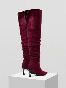 MOTF WOMEN'S FASHIONABLE POINTED TOE SLIM HIGH HEEL OVER-THE-KNEE BOOTS