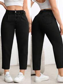 EMERY ROSE Quần denim ống côn thường ngày cỡ lớn cho nữ, không co giãn, giảm giá - màu đen - Xem 2