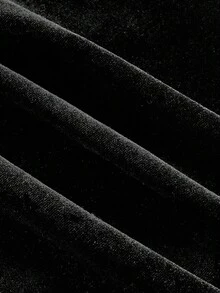 SHEIN MOD 无肩带美人鱼天鹅绒黑色长裙 - 黑色 - 查看 4