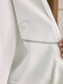 AXEPEAK 2pcs Men's Fluffy Hooded Zip-Up Sweatshirt And Drawstring Pants Set, Fall Clothes, Winter - Apricot - View 7