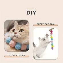 Zazumi Kit de jeu de lancement interactif pour chat, avec un lanceur et 20/50 balles en feutre. Convient aux chats d'intérieur, c'est un jouet sportif pour chat qui favorise l'amour et la confiance entre le propriétaire et le chat. La couleur est aléatoire. - Multicolore - Voir 2