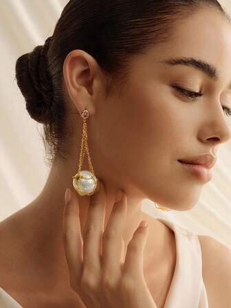 Opalesca 1 Paio di orecchini pendenti eleganti e casual da donna, adatti per l'uso quotidiano