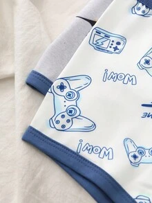 2pcs Tween Boys' Dinosaur Game Controller Print Elastic Waistband Comfortable Underwear - Multicolor - View 3