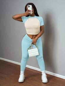 Slaydiva 2025夏季新音乐节、复活节、西部风情、游牧风、圣帕特里克节、生日派对、毕业典礼、学生装、休闲装、日常装、度假装、邮轮装、海滩装、日光浴装、时尚装、街头服饰、撞色设计、褶皱女装套装 - 淺藍色 - 查看 5