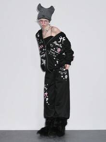 ROMWE 2 件套女士可爱甜美女孩星星蝴蝶结翅膀宽松运动衫和运动裤套装