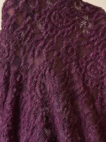 Bohemela 大码女式V领单排扣长袖褶皱时尚衬衫 - 紫色 - 查看 7