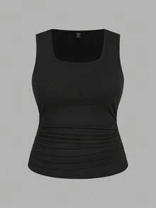 EMERY ROSE 两件套休闲纯色百搭修身背心/上衣，适合夏秋季大码女性穿着 - 彩色 - 查看 4