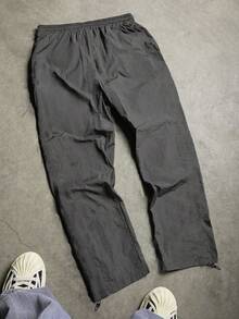 Manfinity Sport Corelite 男士字母印花抽绳腰带口袋运动休闲裤健身服跑步裤 - 灰色 - 查看 2