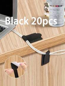 20pcs Nylon Cable Clips - Black And White, Desktop Data Cable And Computer Wire Organizer - Multicolor - View 22