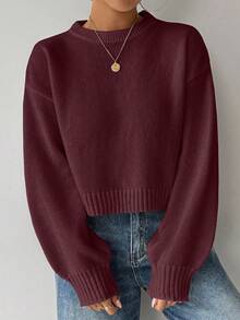 Celisse Jersey blanco de cuello redondo de manga larga, de unicolor y estilo casual para mujer Tropiluxe