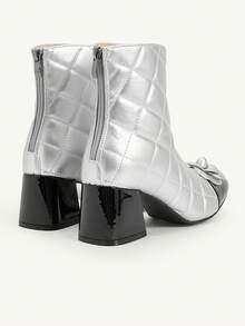 CUCCOO CHICEST Novos Lançamentos Femininos de Outono/Inverno Floral 3D, Flor de Camelia, Bloco de Cor Bico Redondo Salto Quadrado Grosso Salto Médio Elegante, Doce, Romântico, Moda, Clássico, Confortável Retrô Preto, Prata, Bloco de Cor Couro Envernizado, Metalizado Imitação de Couro Sapatos Sociais, Botas de Tornozelo da Moda, Botas Cano Médio, Chá da Tarde, Encontro, Festa da Moda, Roupa de Trabalho, Elegante, Lolita, Halloween, Natal, Ação de Graças - Prata - Visão 10