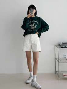 DAZY 高腰斜口袋牛仔短褲