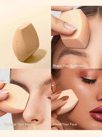 SHEGLAM Multi-Faceted Makeup Sponge-Beige Soft Makeup Blender For Foundation Highlighter Contour Blending Quick Drying Beauty Makeup Tool Brand Beauty Makeup Face Paint Cosmetic For Women Girls Perfect For Fall Winter Ideal For Y2K Fancy Fashion Suitable For Birthday Christmas Present Party Ready Best Color
