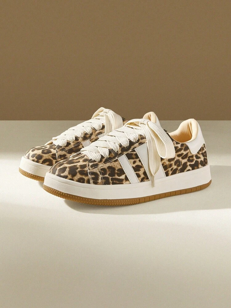 CUCCOO EASI Women's Fashionable Retro Casual Leopard Print Sneakers