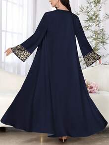 SHEIN Najma 女式花卉印花长袖休闲阿拉伯长袍，春秋装 - 彩色 - 查看 4