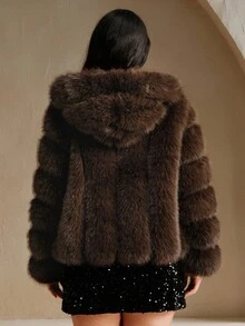 Anewsta New Autumn/Winter Elegant Lady-Like Faux Fox Fur Coat, Fashion Fur & Wool Blend Outerwear For Women