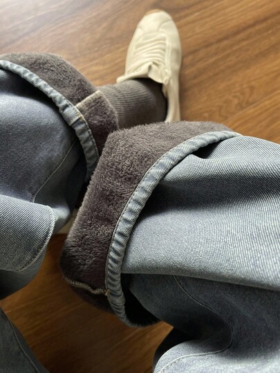 DAZY 여성용 보온 안감 스트레이트 레그 청바지, 캐주얼 데님 팬츠 보온 안감, 겨울