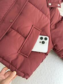 Tween Girl Clothes Burgundy Puffer Jacket Girls Winter Coat Padded Coat Hooded Zip Up Cold Weather - Burgundy - View 6