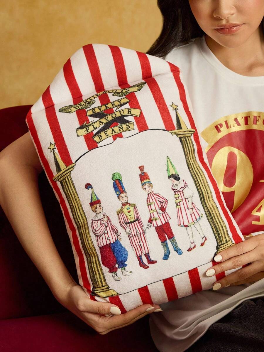HARRY POTTER X SHEIN 1 chiếc gối trang trí họa tiết sọc kẹo dẻo, thiết kế độc đáo, mềm mại và thoải mái, phù hợp cho ghế sofa, trang trí xe hơi, quà tặng Giáng sinh. - Nhiều màu - Xem 1