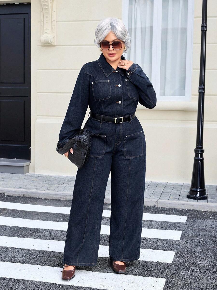 EMERY ROSE Plus Size Casual Vacation Washed Denim Jeans