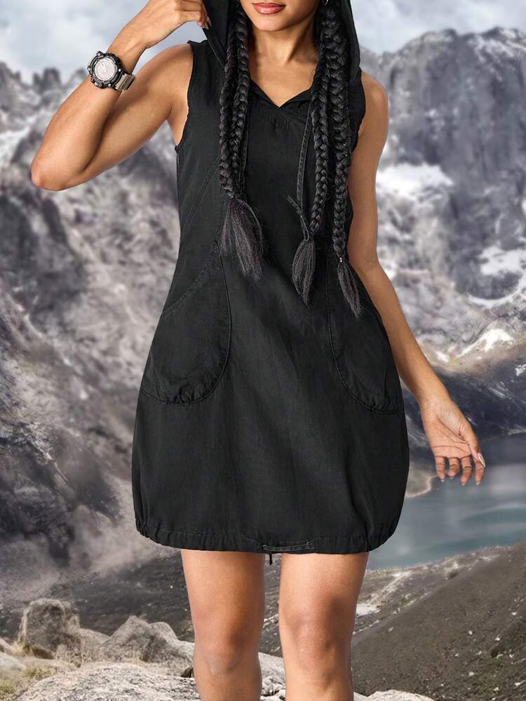 SHEIN EZwear Robes en jean pour femmes pour la randonnée, protection solaire, légères et séchage rapide. Tenues de randonnée pour femmes. Pantalons de randonnée outdoor pour femmes. Tenues de camping pour femmes. Pantalons légers de randonnée pour femmes - Gris - Voir 5